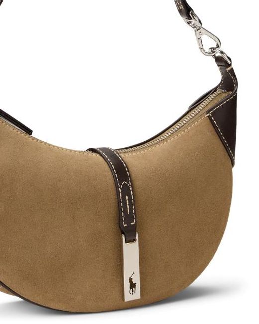 Polo Ralph Lauren Brown Mini Polo Id Suede Shoulder Bag