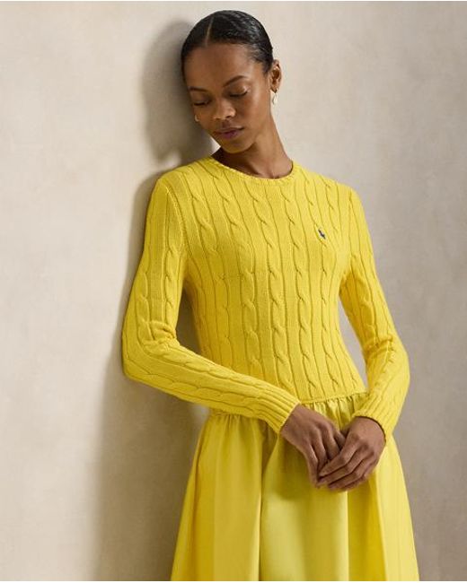 Polo Ralph Lauren Yellow Cable-Knit Bodice Cotton Dress