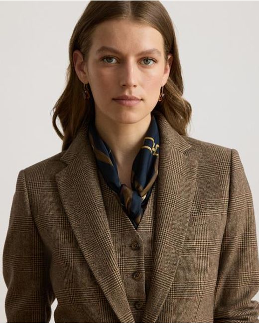 Ralph Lauren Brown Glen Plaid Wool Twill Blazer