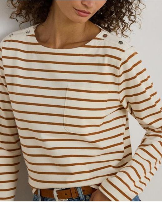 Ralph Lauren Multicolor Jersey-Oberteil Mit U-Boot-Ausschnitt