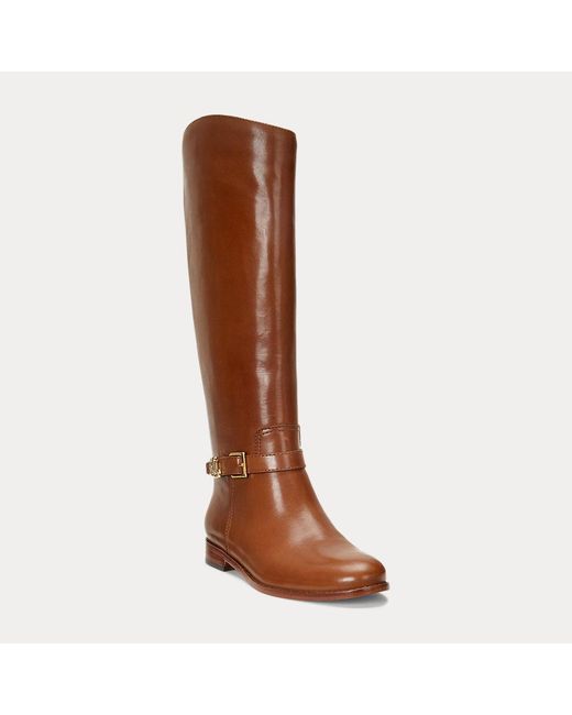 Lauren by Ralph Lauren Brown Brooke Burnished Leather Riding Boot