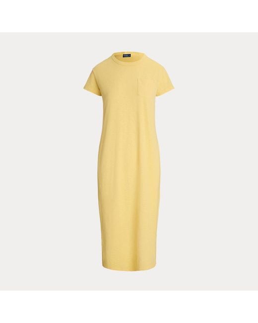 Polo Ralph Lauren Yellow T-Shirt-Kleid mit Rundhalsausschnitt