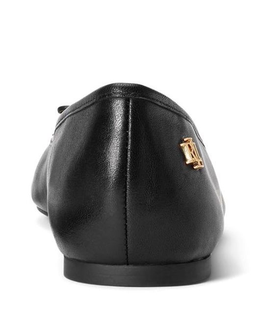 Ralph Lauren Black Jayna Leather Flat