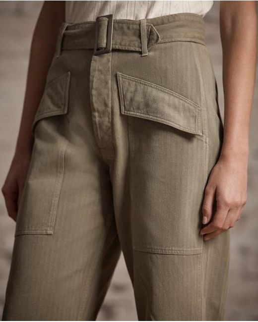 RRL Green Herringbone Twill Cargo Trouser
