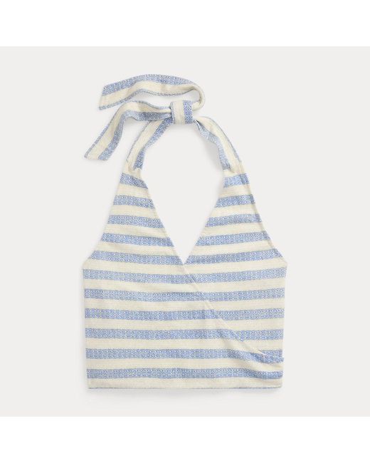 RRL Blue Striped Linen-Cotton Jersey Top