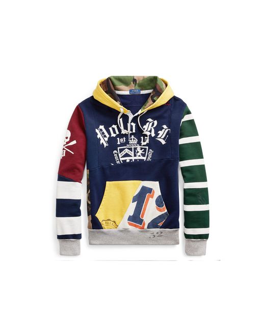 Polo Ralph Lauren Blue Patchwork Rugby Hoodie for men