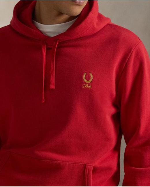 Polo Ralph Lauren Red Loopback Fleece Hoodie for men