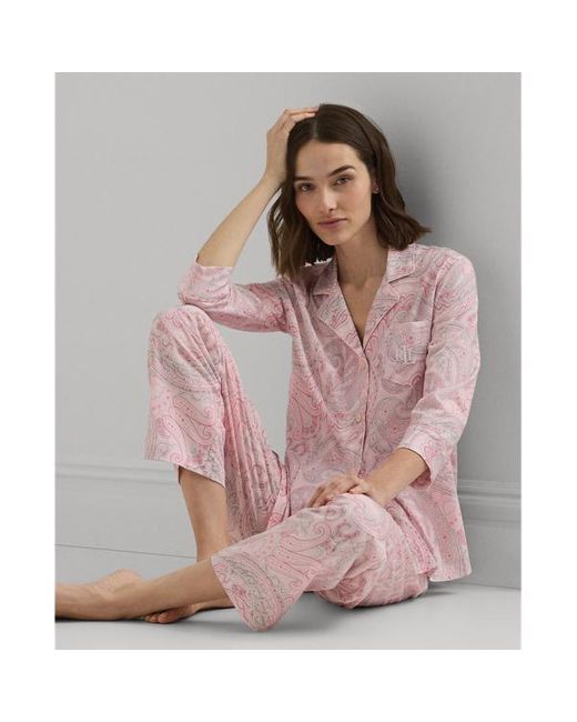 Lauren by Ralph Lauren Pink Paisley Cotton-blend Jersey Sleep Set