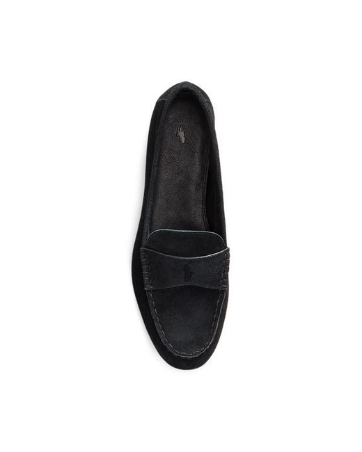 Polo Ralph Lauren Black Embossed-pony Suede Penny Loafer