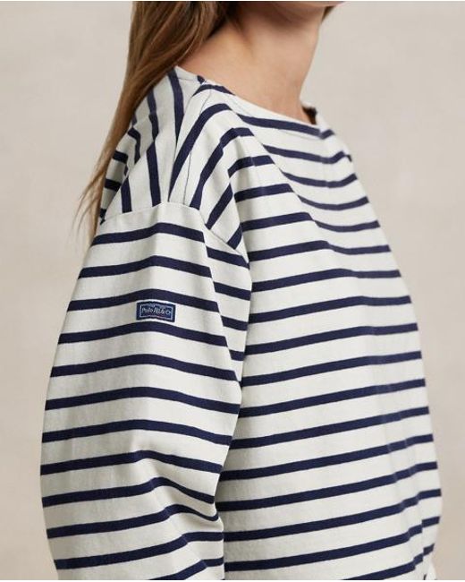 Polo Ralph Lauren White Striped Boatneck Mariner T-Shirt