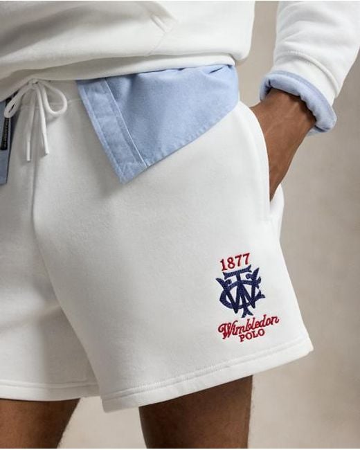 Ralph Lauren White Wimbledon 14 Cm Fleece Shorts for men