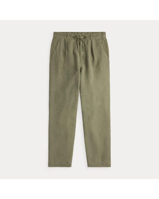Polo Ralph Lauren Green Lateef Relaxed Fit Pleated Linen Trouser for men