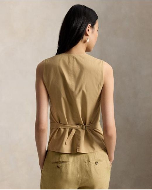 Ralph Lauren Green Buttoned Délavé Linen Waistcoat