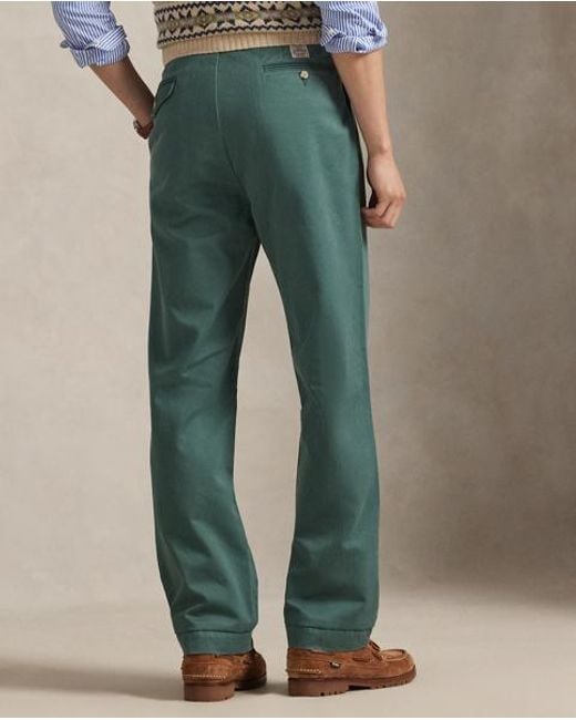 Ralph Lauren Green Whitman Relaxed Fit Pleated Trouser for men