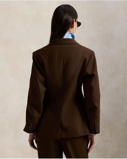 Polo Ralph Lauren Brown Single-Breasted Cotton-Wool Crepe Blazer