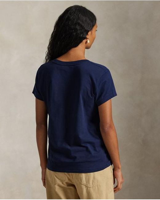 Polo Ralph Lauren Blue Cotton Jersey V-Neck T-Shirt