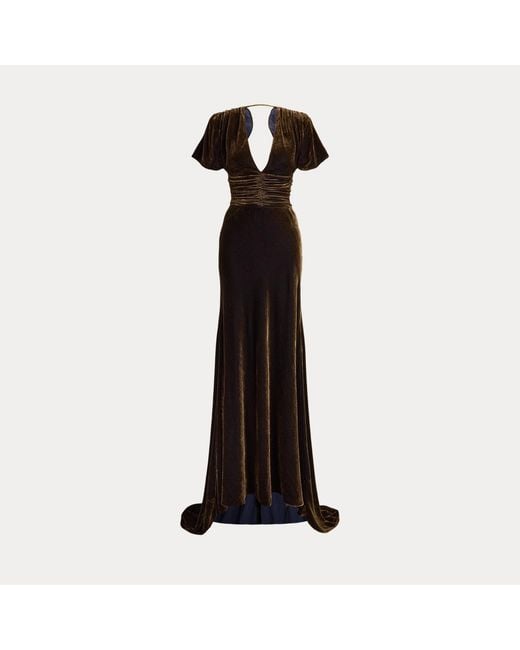 Ralph Lauren Black Charisse Changeant Velvet Evening Dress
