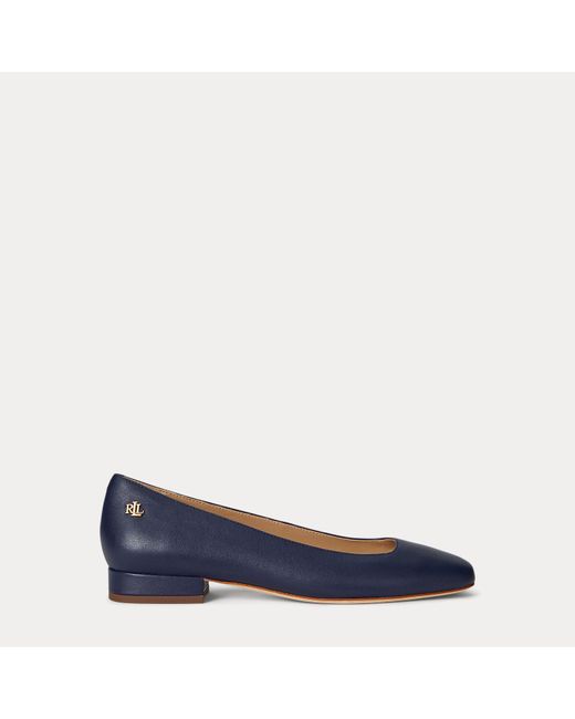 Ralph Lauren Blue Emellie Nappa Leather Ballet Flat
