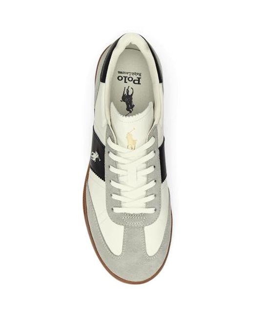 Polo Ralph Lauren White Heritage Aera Leather-Suede Trainer for men