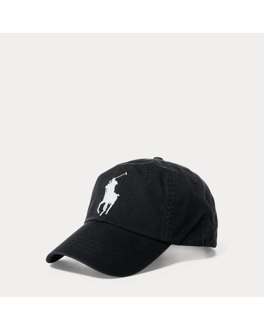 Ralph Lauren Black Big Pony Chino Ball Cap for men