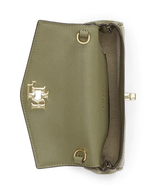 Ralph Lauren Green Nappa Turn-Lock Wristlet Crossbody