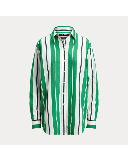 Ralph Lauren Green Relaxed Fit Striped Broadcloth Shirt