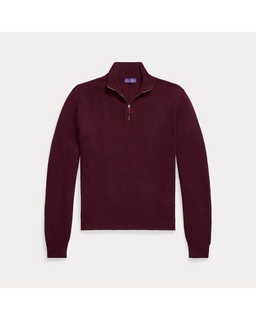Ralph Lauren Purple Birdseye Cashmere Quarter-Zip Sweater for men