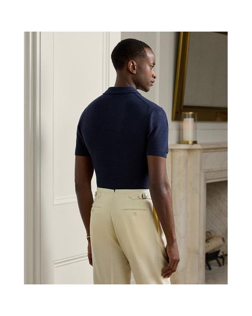 Maglia in seta e lino effetto texture di Ralph Lauren in Blue da Uomo