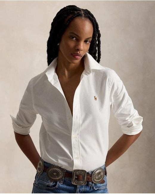 Polo Ralph Lauren White The Iconic Stretch Slim Fit Oxford Shirt