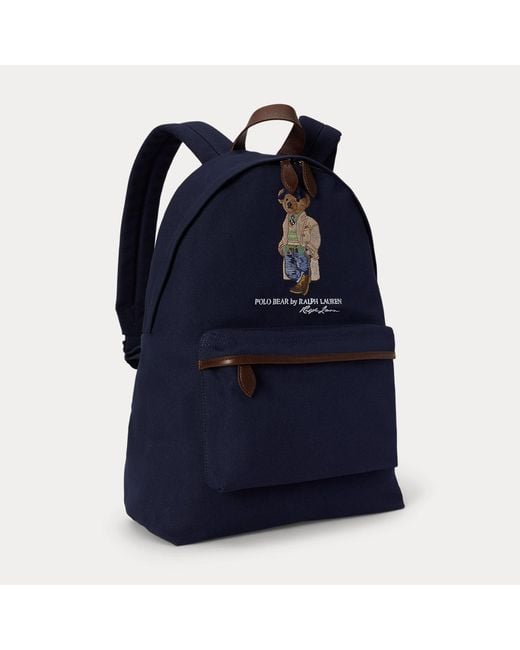 Polo Ralph Lauren Blue Polo Bear Canvas Backpack for men
