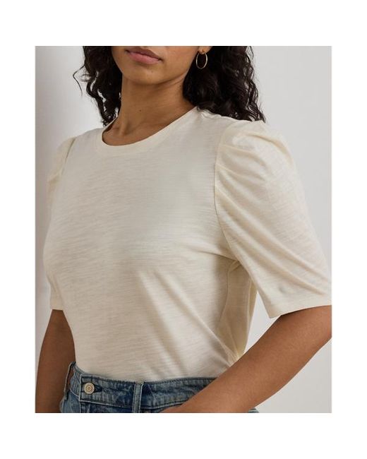 Taglie Plus - Maglia in jersey con maniche a sbuffo di Ralph Lauren in White