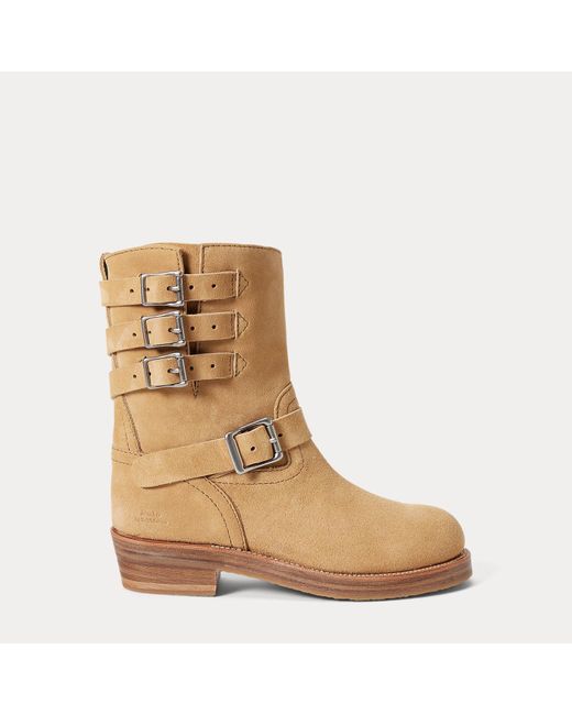 Ralph Lauren Natural Suede Moto Boot