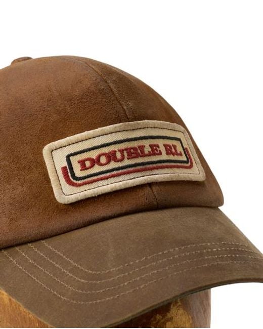 RRL Brown Logo-Patch Suede Trucker Cap for men
