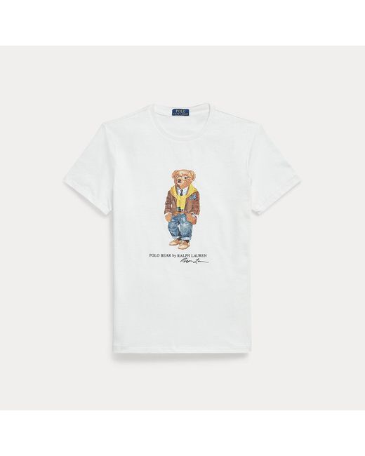 Maglietta Polo Bear Custom Slim-Fit di Polo Ralph Lauren in White da Uomo