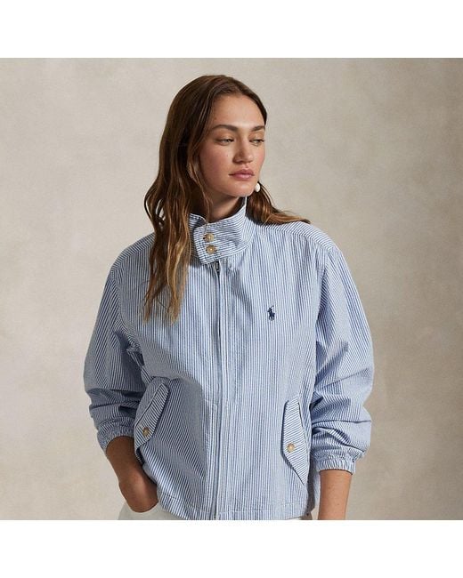Polo Ralph Lauren Blue Striped Cotton Seersucker Jacket