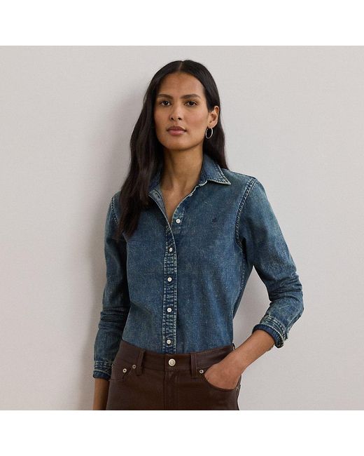Ralph Lauren Classic Fit Denim Overhemd in het Blue