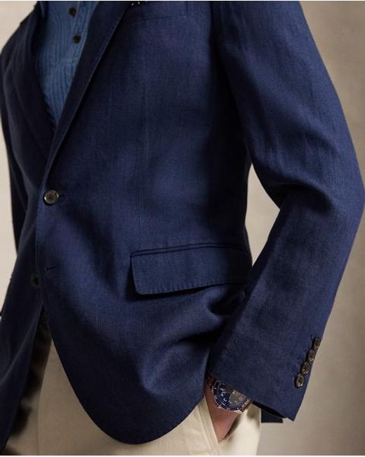 Polo Ralph Lauren Blue Polo Soft Modern Fit Linen-Blend Jacket for men
