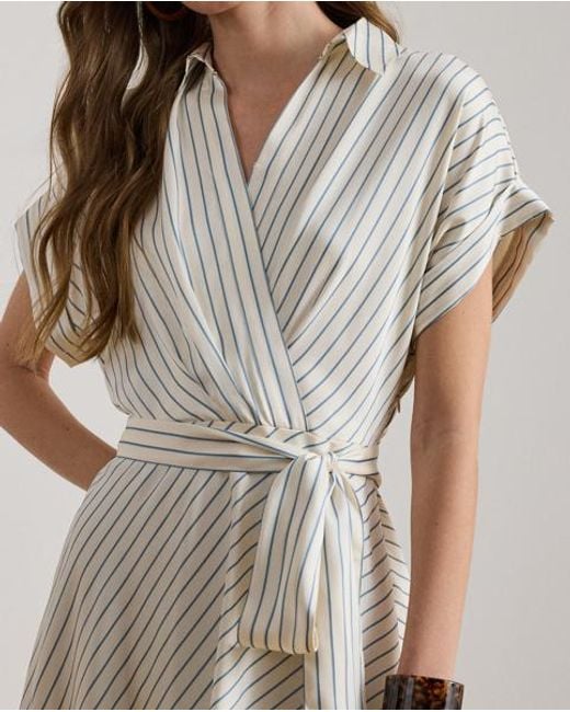 Ralph Lauren Natural Striped Belted Twill Dress