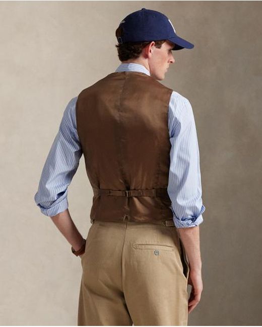 Polo Ralph Lauren Brown Wool Herringbone Waistcoat for men