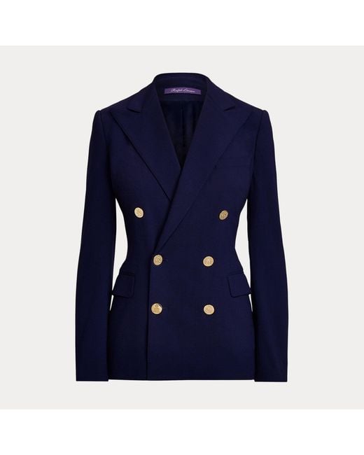 Ralph Lauren Blue Camden Wool Crepe Jacket