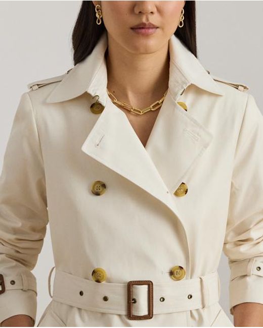 Ralph Lauren Natural Double-Breasted Cotton-Blend Trench Coat