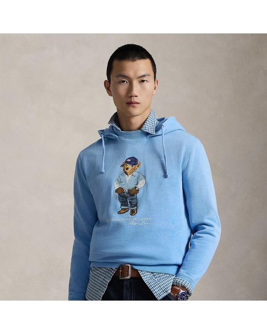 Ralph Lauren Blue Polo Bear Fleece Hoodie for men