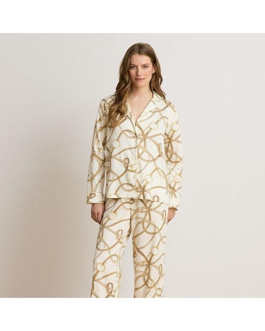 Ralph Lauren Metallic Belting-Print Sateen Sleep Set