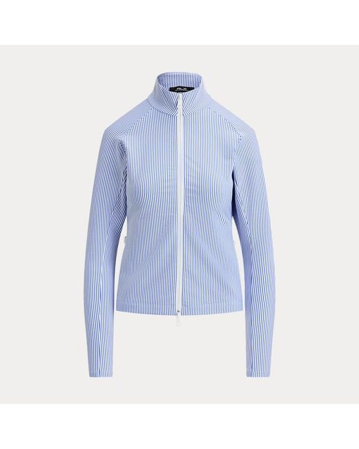 Ralph Lauren Blue Seersucker Mockneck Zip Jacket