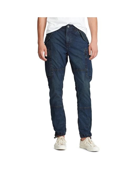 Ralph Lauren Slim Fit Denim Cargo Pant in Blue for Men - Lyst