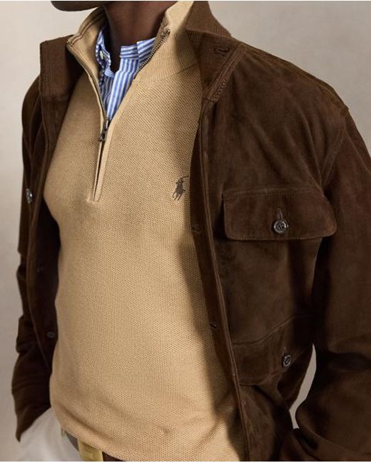 Polo Ralph Lauren Natural Mesh-Knit Cotton Quarter-Zip Sweater for men