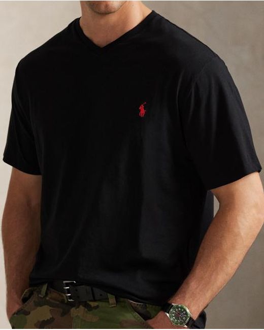 Polo Ralph Lauren Black Cotton Jersey V-neck T-shirt for men