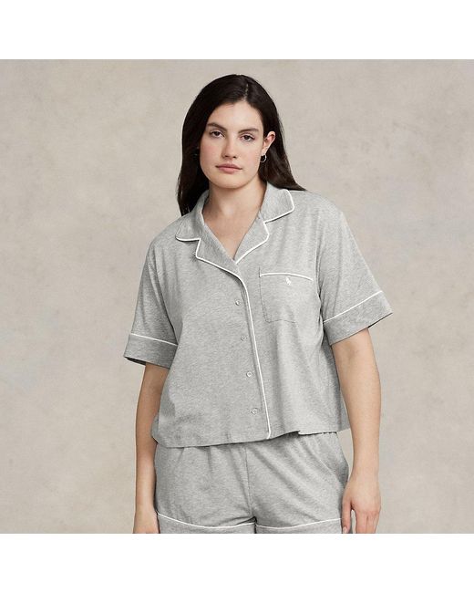 Ralph Lauren Gray Short-sleeve Jersey Pajama Set