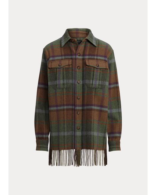 Veste-chemise écossaise à franges Lauren by Ralph Lauren en coloris Brown