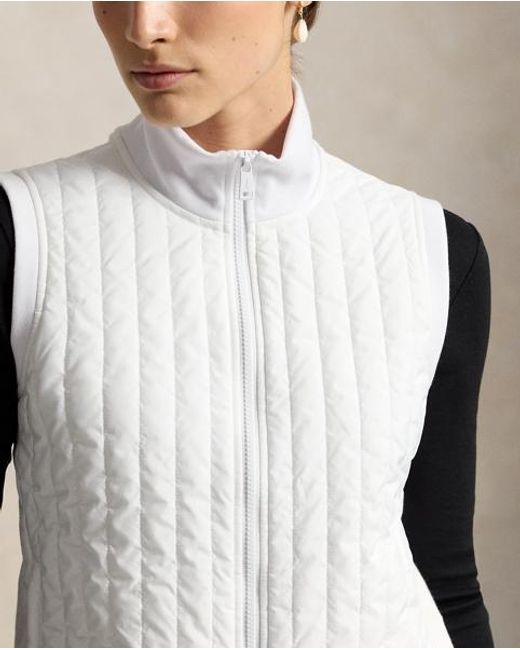 Ralph Lauren White Hybrid Full-Zip Gilet